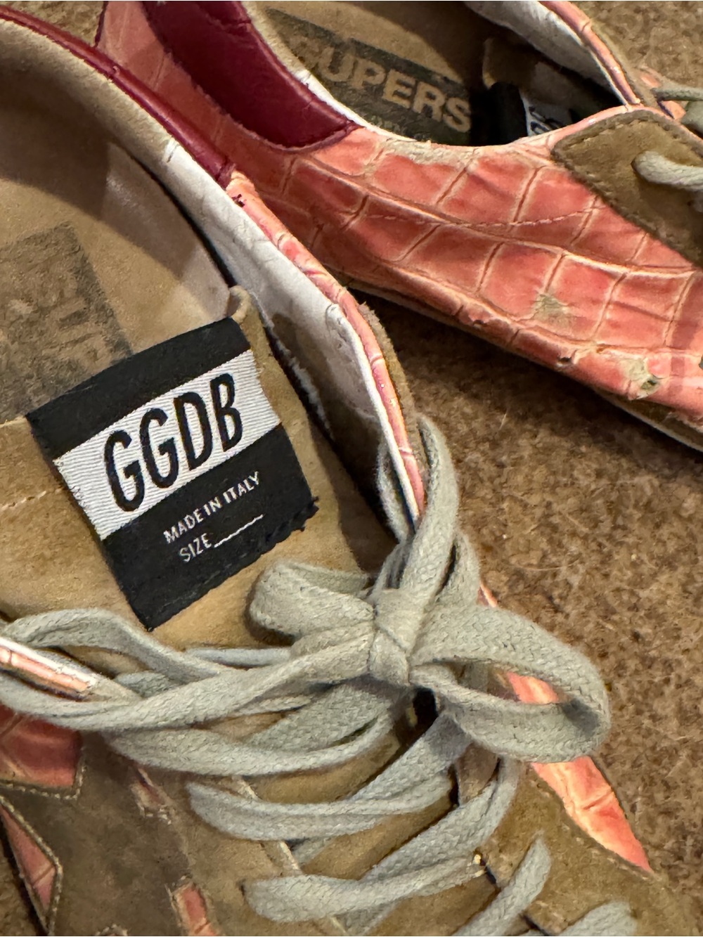 RARE Golden Goose Super-Star Pink Burgundy Crocodile Pattern Platinum Star Sz37 - Picture 7 of 10